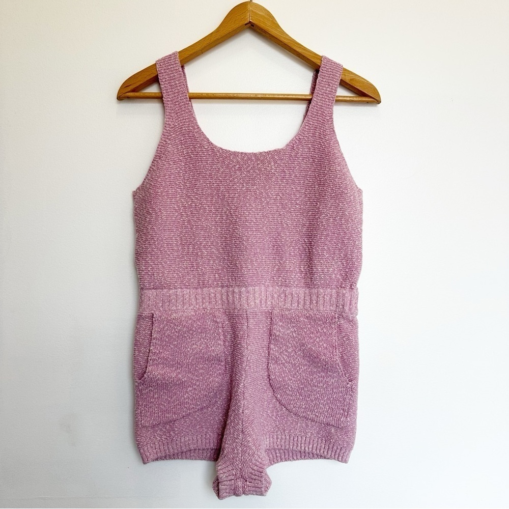 Free People Beach Declan Sweater Romper Crocus Pink Size Large Pockets Summer